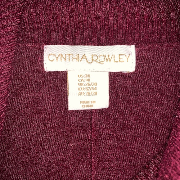 Cynthia Rowley maroon cowl neck sweater 3X - Picture 4 of 5